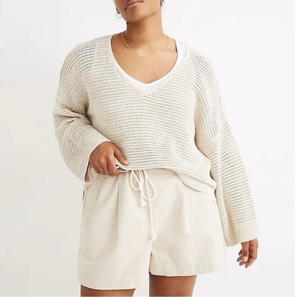 Madewell Rainbow Marled Seville Pullover Sweater Boxy Cropped Marled Beach XS